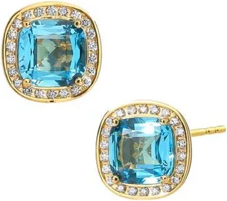 Syna Cushion Studs in Blue Topaz at Nordstrom, Size Small