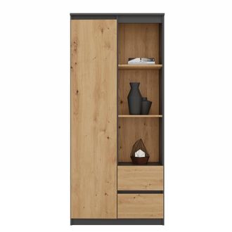 OEM Librer&iacute;a Abierta De 7 Estantes + 2 Cajones, Color Antracita/roble Artesanal, Ideal Para El Sal&oacute;n, La Oficina O El Dormitorio. &iexcl;dise&ntilde;o S&oacute;lido, Funciona