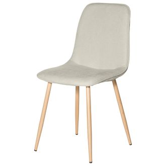 Koketto Home Silla tapizada beige y pata metalizada efecto madera