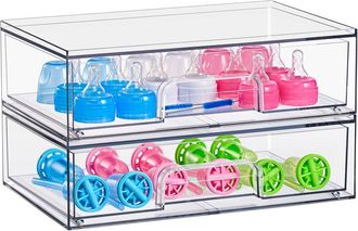 Sorbus Wide Stackable Set Of 2 Acrylic Storage Drawers