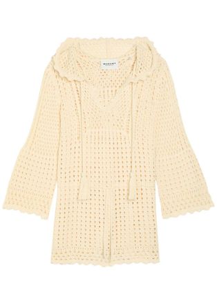 Isabel Marant Isabel Marant &eacute;toile Zelnie Hooded Crochet-knit Mini Dress - Ecru - 40 (UK12 / M)