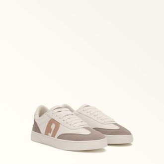 Furla Step Sneakers Off White Bianco Pelle Di Vitello Granata + Pelle Scamosciata + Vitello Liscio Donna