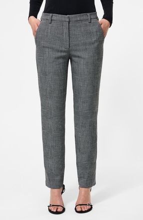 French Connection Glen Plaid Slim Crop Pants in Charcoal at Nordstrom, Size 4