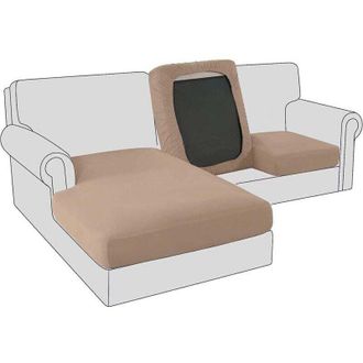 OEM Funda El&aacute;stica Para Sof&aacute; Esquinero En Forma De L Crezuo De 2+1 Plazas, De Piel Sint&eacute;tica, Color Marr&oacute;n