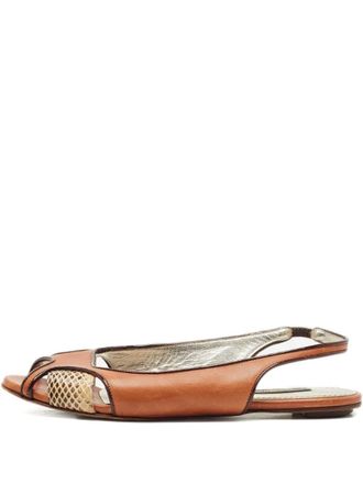 Dolce & Gabbana leather snakeskin-effect slingback sandals - Brown