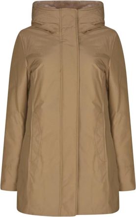 Woolrich Coats Brown - Dames - Parka Jassen - Bruin - L - Leer - Jassen