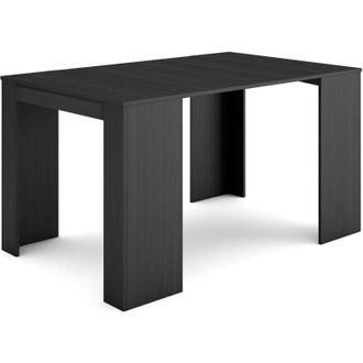 Skraut Home Skraut Home - Mesa Consola Extensible, Mesa Comedor Plegable, 140, Para 6 Comensales, Comedor Y Cocina, Estilo Moderno, Negro