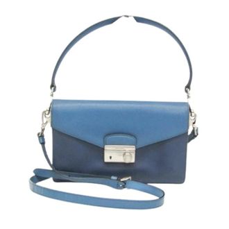 Prada Pre-owned Handbags, female, Blue, Size: ONE SIZE Pre-owned Saffiano Shoulder Bag