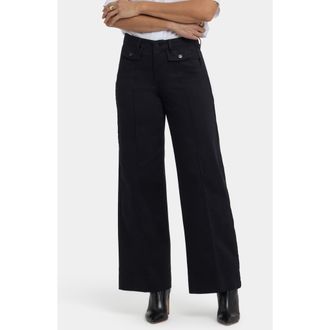 NYDJ Teresa High Waist Wide Leg Ankle Jeans in Black at Nordstrom, Size 10