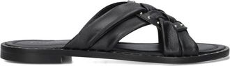 Stefano Lauran Schoenen, Dames, Zwart, 40 EU, Leer, Zwarte Zomerslippers Model 24003