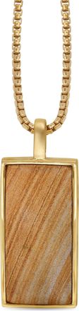 LuvMyJewelry Wood Jasper Sterling Silver Men Tag Necklace