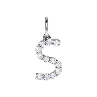 Diamond2Deal 14k Gold 1/5ct Lab-Grown Diamond Initial S Pendant