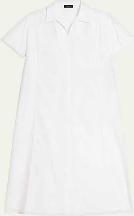 Theory Short-Sleeve Poplin Popover Maxi Dress
