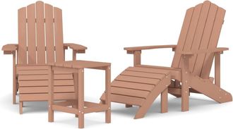 vidaXL Sillas De Jard&iacute;n Adirondack Con Reposapi&eacute;s Y Mesa Hdpe Marr&oacute;n Vidaxl