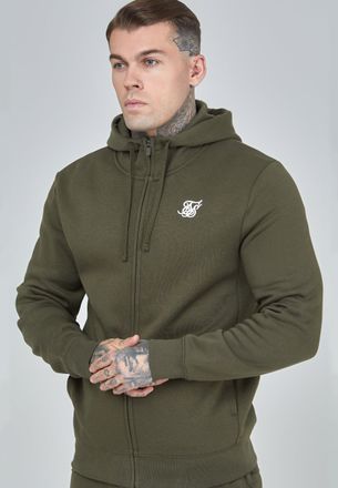 Siksilk Chaqueta con Capucha y Cierre de Embudo Esencial para Hombre en Color Caqui XS