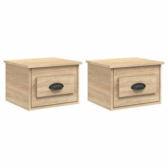 vidaXL Vidaxl - Mesita De Noche De Pared 2 Uds Color Roble Sonoma 41,5x36x28 Cm