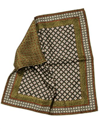 Edward Armah Dots Print Pocket Square Hand Roll In Olive