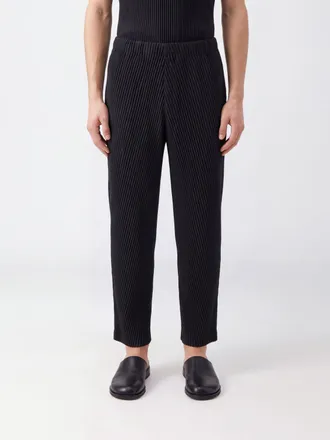 Homme Pliss&eacute; Issey Miyake Pantaloni slim fit Homme Pliss&eacute; Issey Miyake in cr&ecirc;pe plissettato con vita elasticizzata
