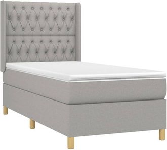vidaXL Vidaxl - Cama Box Spring Colch&oacute;n Y Luces Led Tela Gris Claro 90x200 Cm