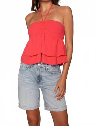 Vintage Havana Deanna Textured Halter Top In Poppy Red