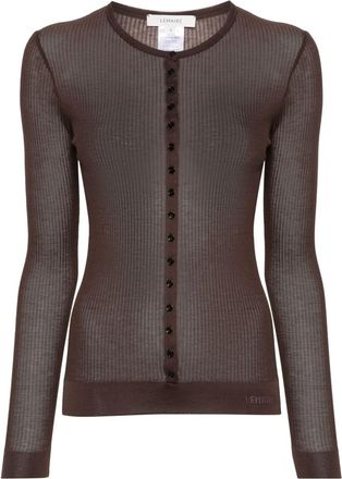 Christophe Lemaire long-sleeve ribbed top - women - Silk/Viscose - L - Brown