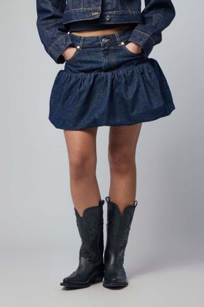 Ganni Rinse Denim Bubble Mini Skirt