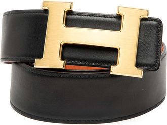 Herm&egrave;s Box Calf and Togo Constance H Reversible Belt 85 Size S