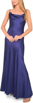 Ted Baker Myla Cowl Neck Satin Maxi Dress in Ocean Cavern at Nordstrom, Size 12