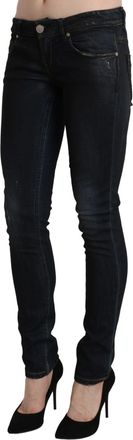 Acht blue Washed Low Waist Skinny blue Slim Womens Trouser