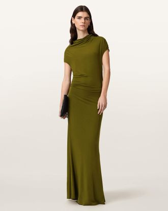 AllSaints Lyocell Selena Bodycon Maxi Dress, Size: UK 14/US 10