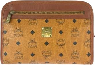 MCM Pre-owned Clutches, male, Brown, Size: ONE SIZE Pre-owned Visetos PVC Leather Clutch Bag