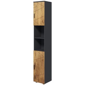 Kleankin Kleankin Colonna Bagno In Truciolato Con 2 Ripiani E 2 Armadietti Rovere