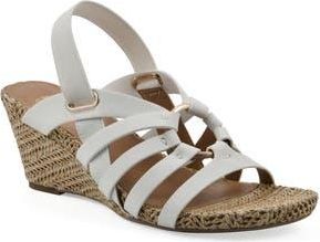 White Mountain Ataps Wedge Slingback Sandal in White Smooth at Nordstrom Rack, Size 6.5
