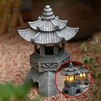 OEM Statues De Lanterne De Pagode &Agrave; &Eacute;nergie Solaire, Ornements De Jardin De Lumi&egrave;re De Pagode De Style Japonais, Pagode Vintage