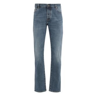 Moorer Heren, Jeans, Blauw, Maat: W35 Katoen