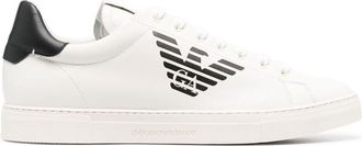 Emporio Armani lace-up logo-print sneakers - men - Calf Leather/Calf Leather/Rubber/Fabric - 10 - White