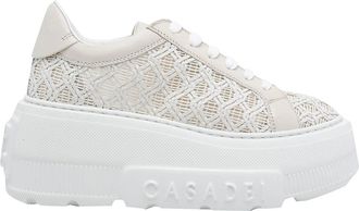 Casadei Beige Platform Mesh Sneakers