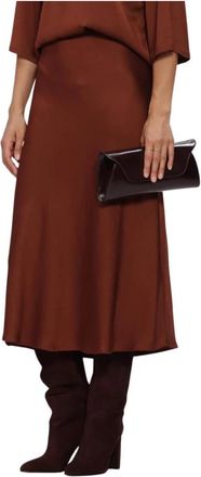 Drykorn URA Midi Rok - Dames - Midirokken - Bruin - W26 - Leer - Rokken