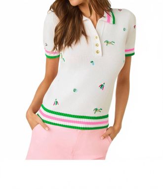 Lilly Pulitzer Suzette Embroidered Sweater In Resort White Derby Ditsy Embroidery