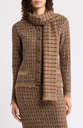 Kobi Halperin Fay Scarf Detail Cardigan in Toffee/white at Nordstrom, Size X-Large