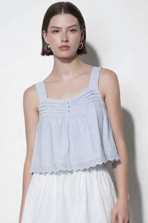 Greylin Elani Eyelet Tank Top In Blue