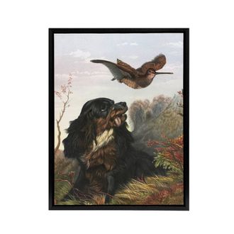 Artery8 Cocker Spaniel Dog & Woodcock Arthur Tait Framed Canvas Wall Art | Size: W24 x H32