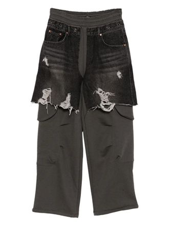 Andersson Bell denim-inset trousers - men - Polyester/Cotton - S - Black