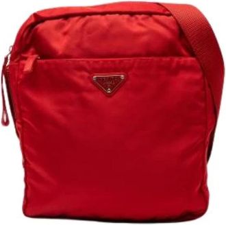 Prada Pre-owned Vintage Nylon Crossbody Bag - Dames - Vintage Schoudertas - Rood - ONE Size - Nylon - Vintage