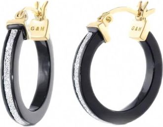 Gold & Honey Womens Thin Glitter Lucite Hoop Earrings In Black