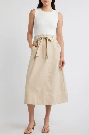 ZOE AND CLAIRE Twofer Sleeveless Dress in Ivory at Nordstrom, Size X-Small