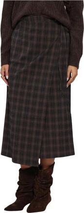 Object Objsoley Reese Re Midi Wrap Skirt - Dames - Midirokken - Bruin - XS - Polyester - Rokken