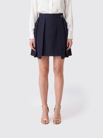 Elisabetta Franchi High-Waisted Pleated Mini Skirt in Virgin Wool Blend