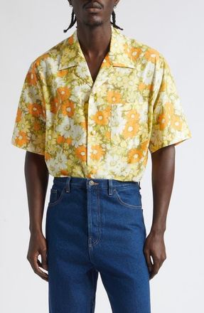 Valentino Floral Camp Shirt in Yellow Multi at Nordstrom, Size 48