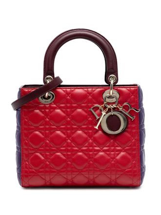 Dior Borsa a tracolla Lady Dior media in pelle di agnello tricolore con motivo Cannage 2015 - Multicolore
